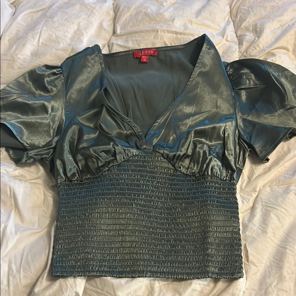 Guess Satin Puff Sleeve Top - NWOT